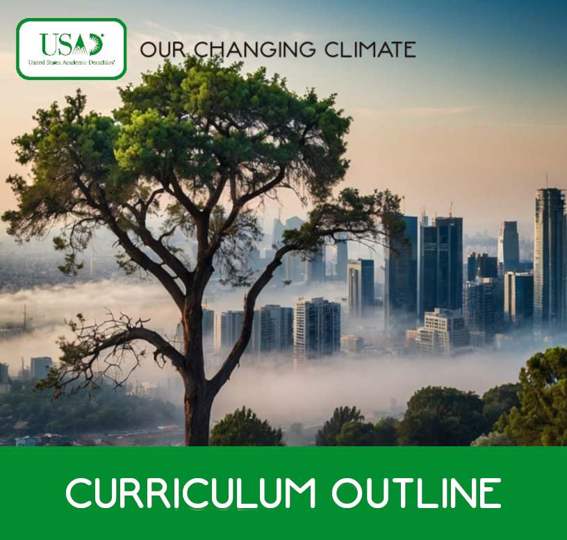 Cover image for the 2024-2025 Curriculum Outline featuring a tree in the foreground with a city skyline in the background. Click to view the PDF.